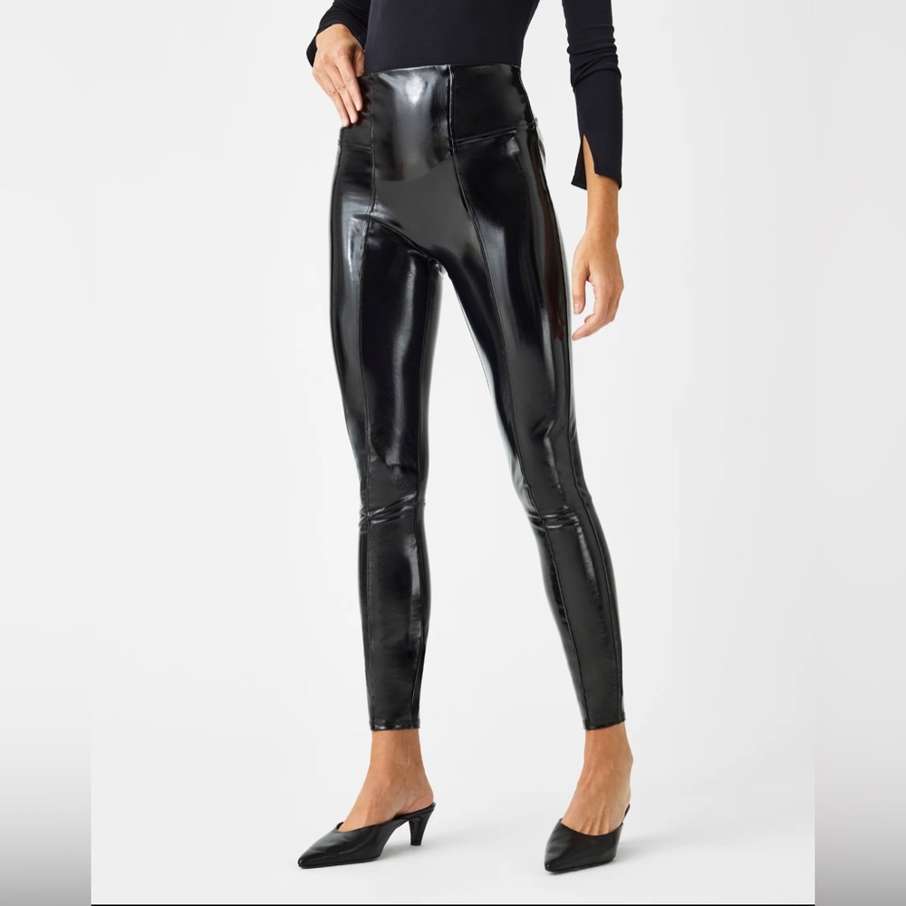 Spanx Faux Patent Leather Leggings in Navy - Picture 5 of 5